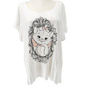 Disney Marie Aristocats Graphic T-Shirt White Loose Fit Size 3X Womens Loose Fit